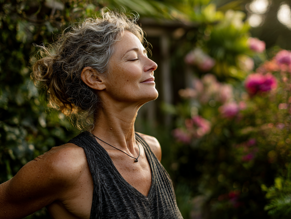 Група людей старшого віку виконує йогу на свіжому повітрі в парку