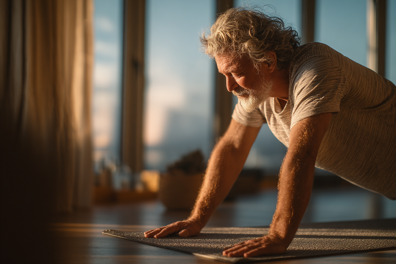 Інструктор йоги демонструє дихальні вправи на природі